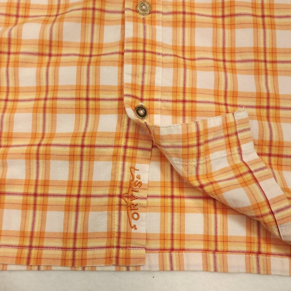 Orvis Shirt Mens 48 Orange Plaid Short Sleeve Button Up Pocket Casual Summer - Picture 3 of 9